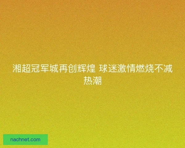 湘超冠军城再创辉煌 球迷激情燃烧不减热潮