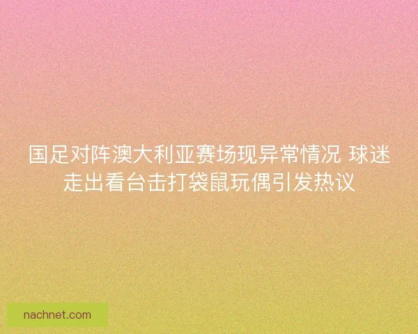 国足对阵澳大利亚赛场现异常情况 球迷走出看台击打袋鼠玩偶引发热议 国足对阵澳大利亚赛场现异常情况 球迷走出看台击打袋鼠玩偶引发热议